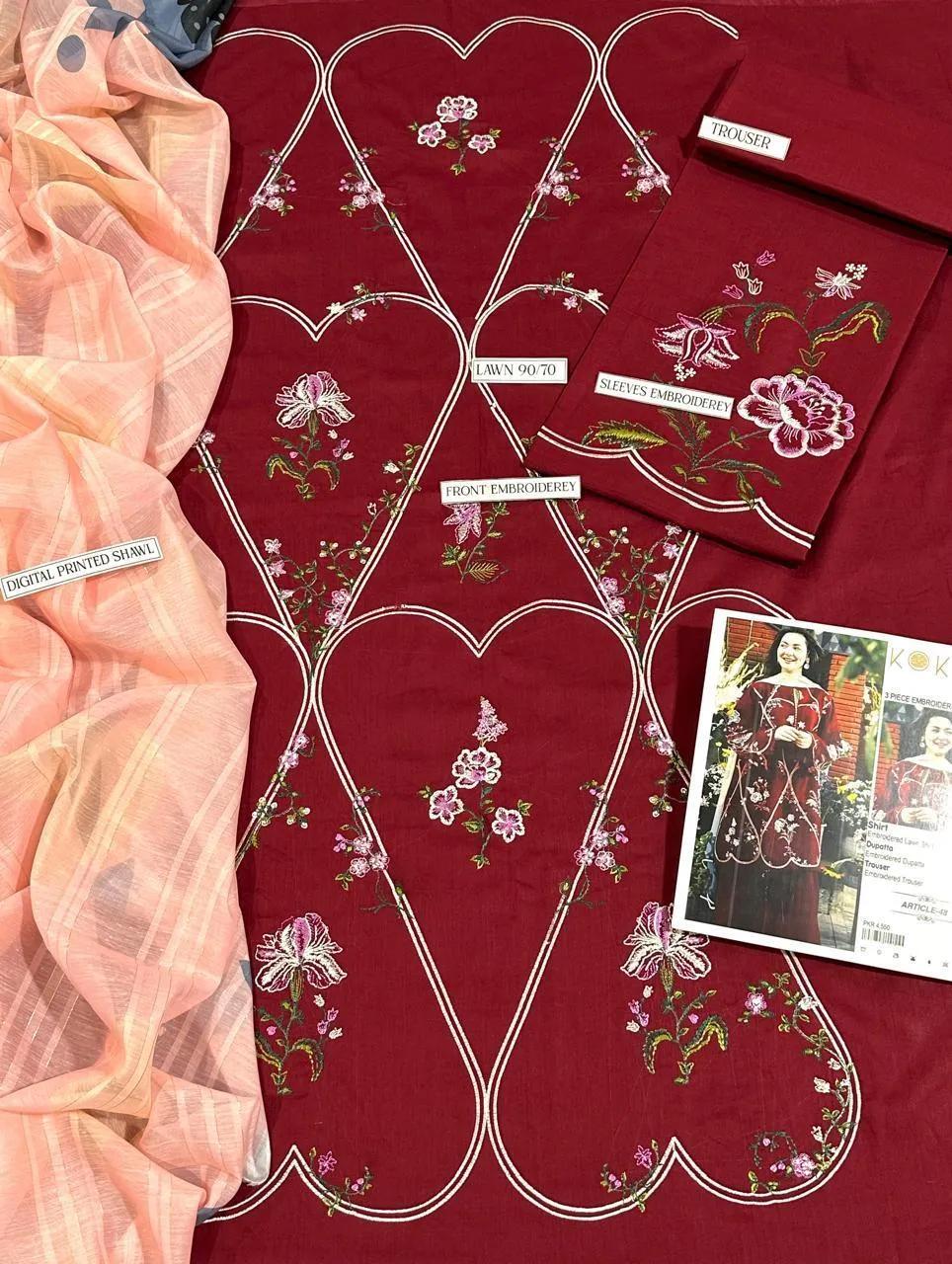 3 pcs Embroidered Suit