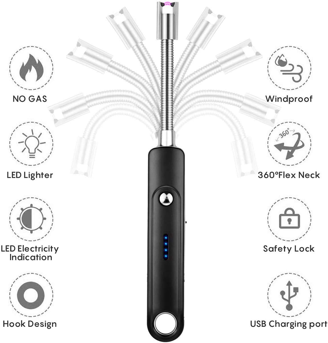 Rechargeable Electric USB Lighter with Flexible Neck